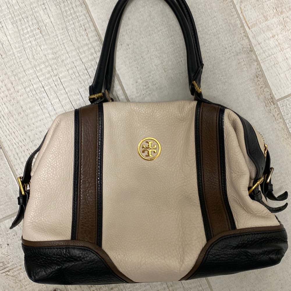 Cream with black/brown trim Tory Burch bag